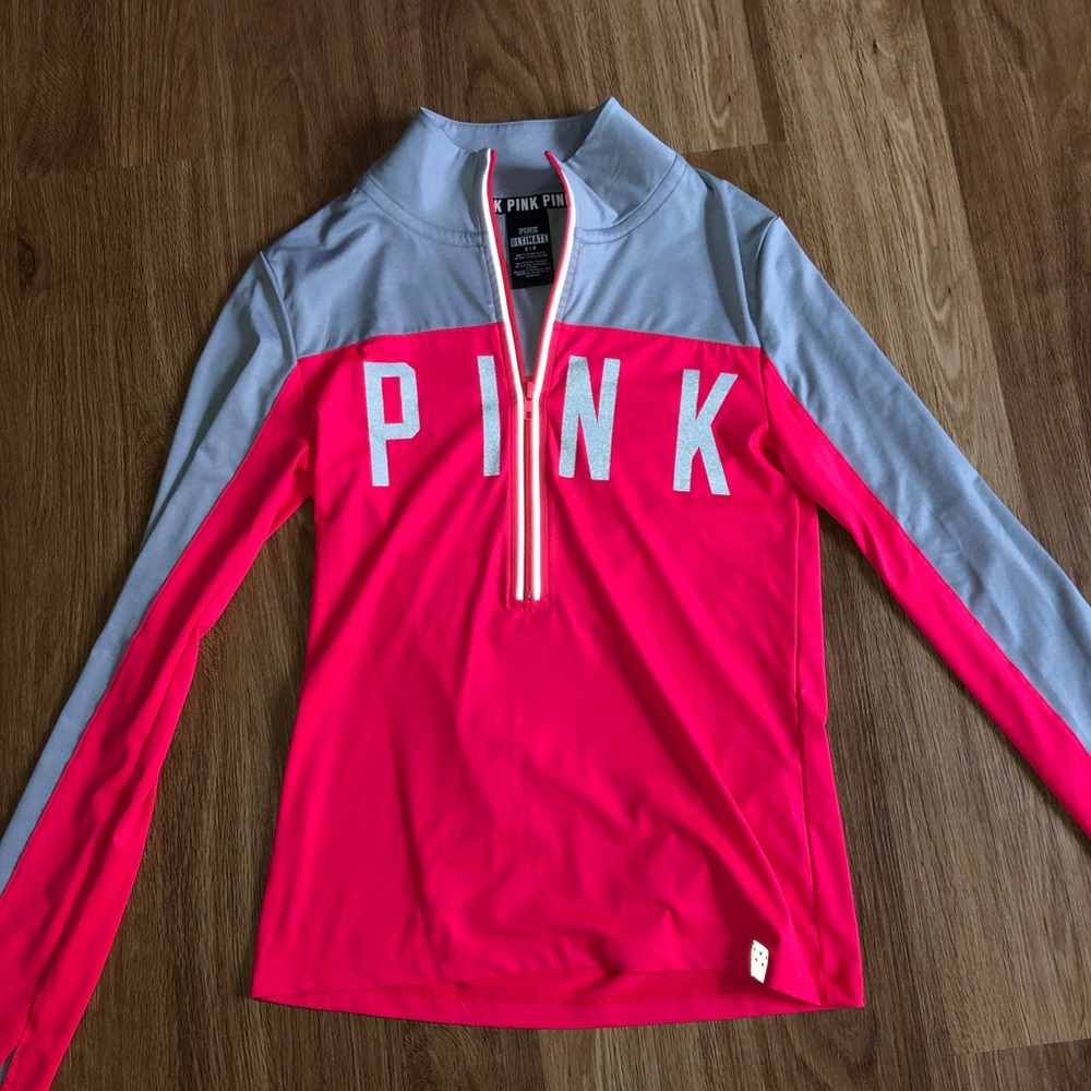 Pink and grey reflective quarter zip